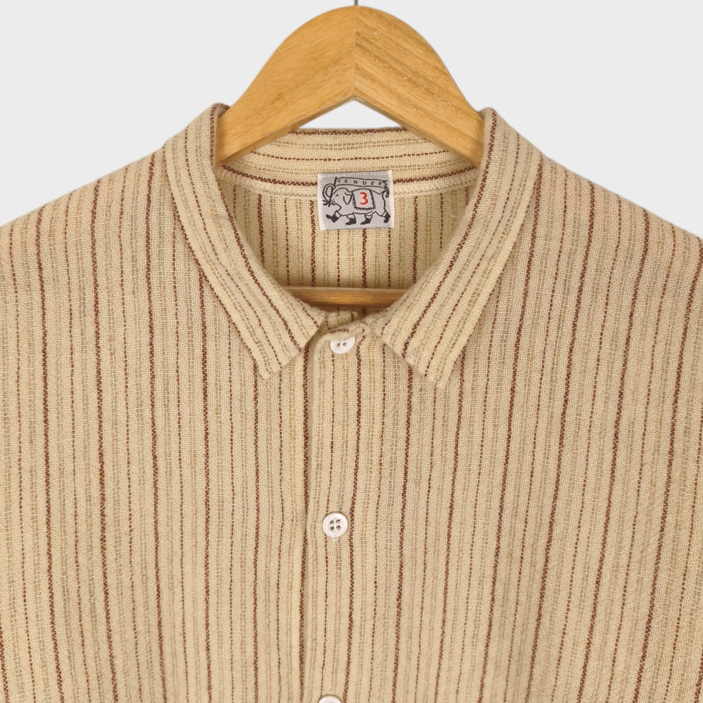 TENDER CO. Men's Made in England Striped Weaver's Stock 100% Wool Shirt