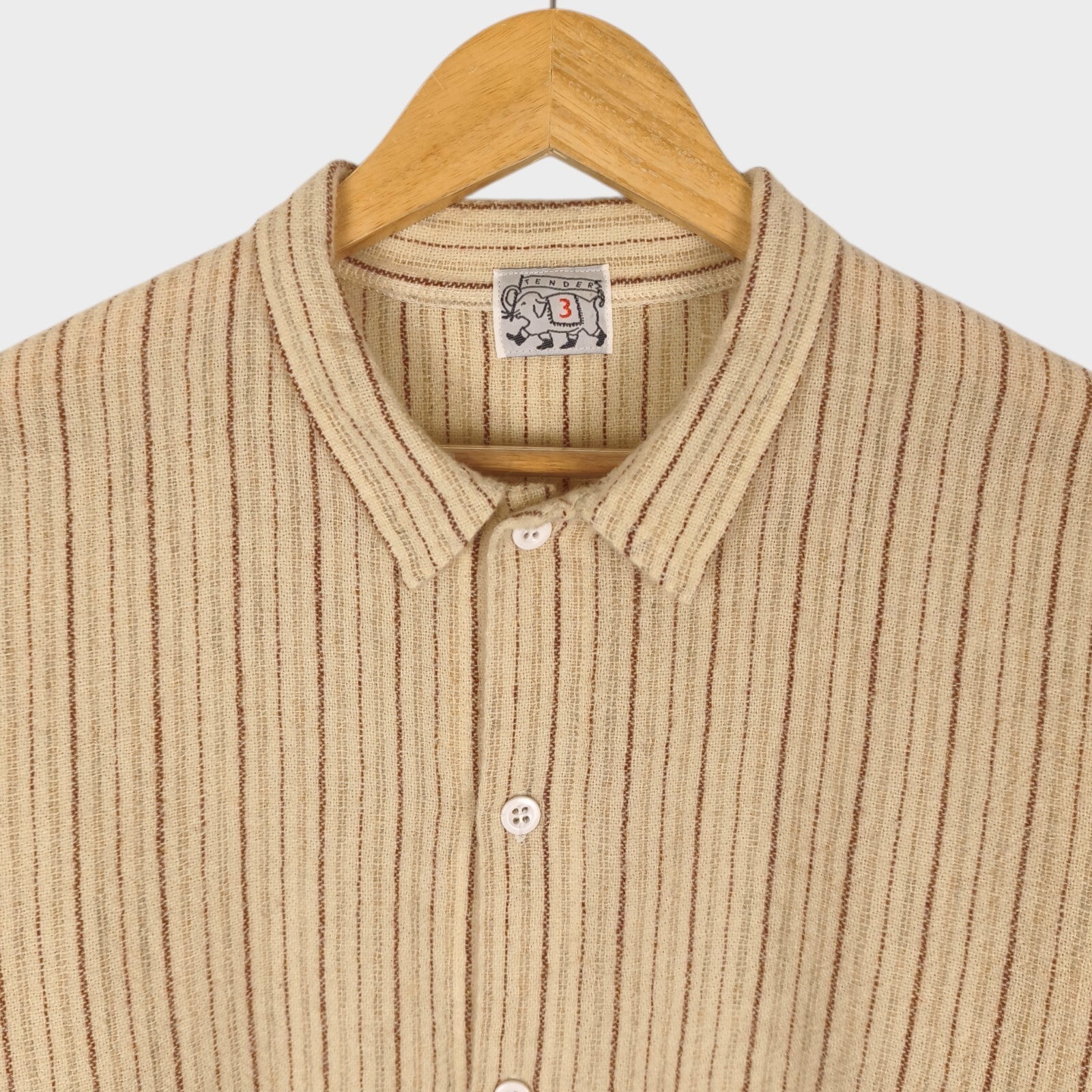 TENDER CO. Men's Made in England Striped Weaver's Stock 100% Wool Shirt
