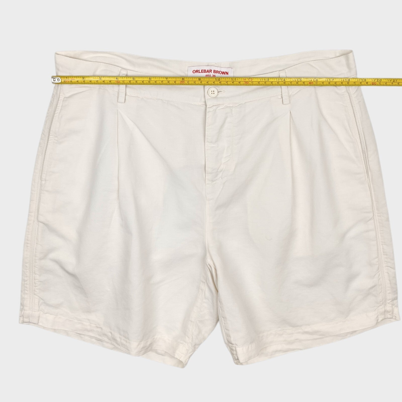 ORLEBAR BROWN Men's Ecru 100% Linen/Cotton Searose Pleated Shorts