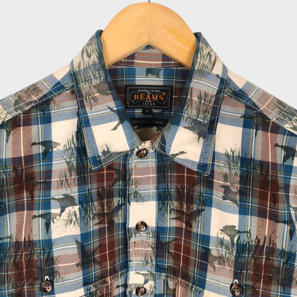 BEAMS PLUS Men's Checked Relaxed Fit Adventure Cruiser Overshirt