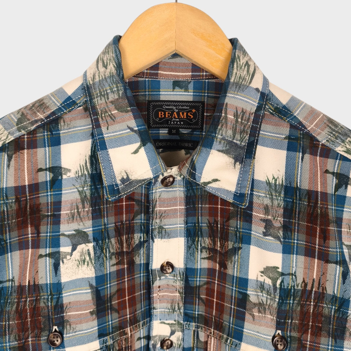 BEAMS PLUS Men's Checked Relaxed Fit Adventure Cruiser Overshirt