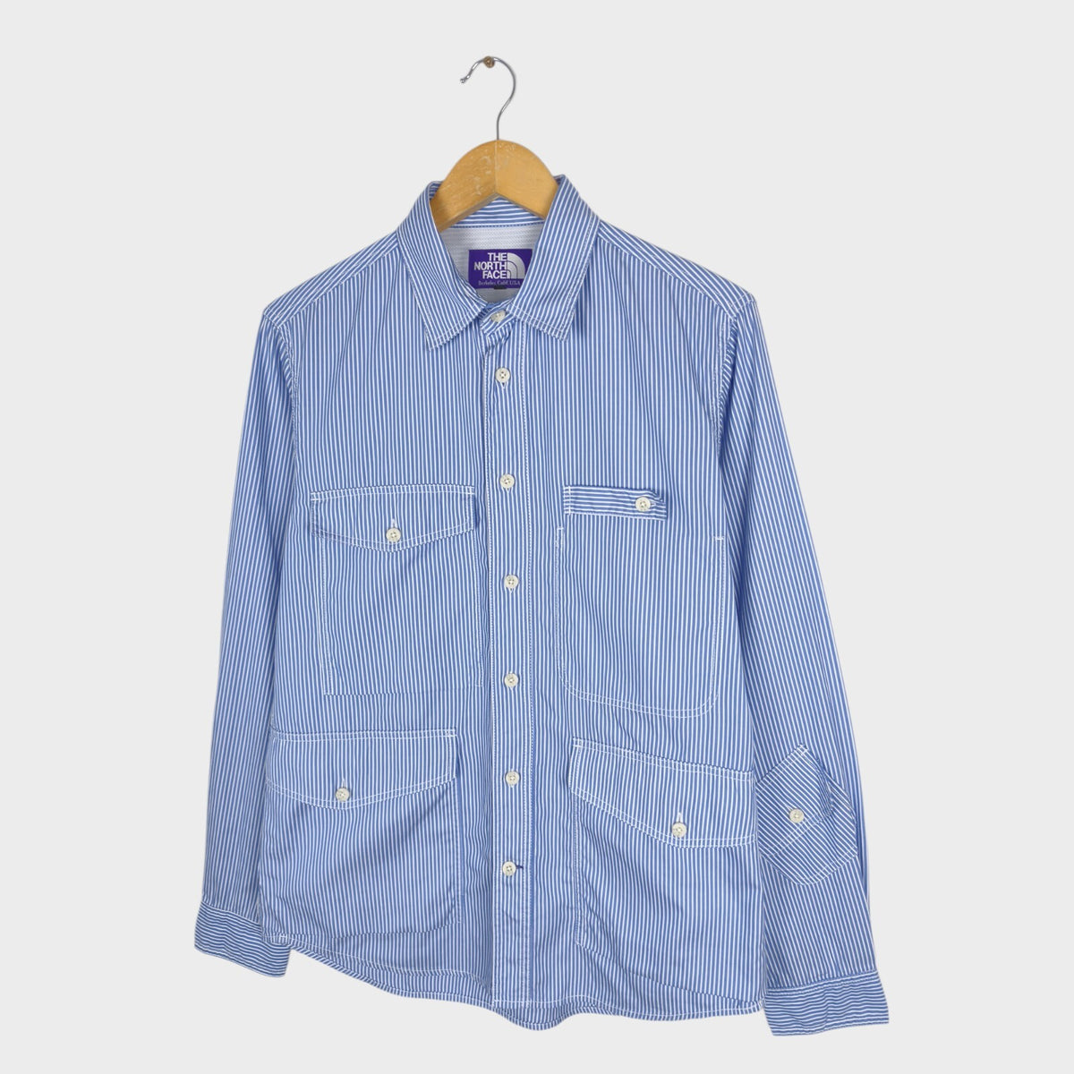 THE NORTH FACE PURPLE LABEL Men's Blue Striped Utility Shirt