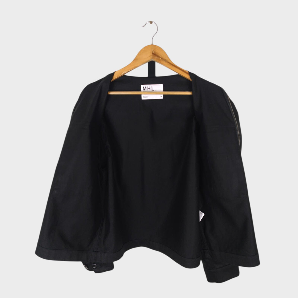 MHL MARGARET HOWELL Men's Black Cotton/Linen Blend Cropped Military Jacket