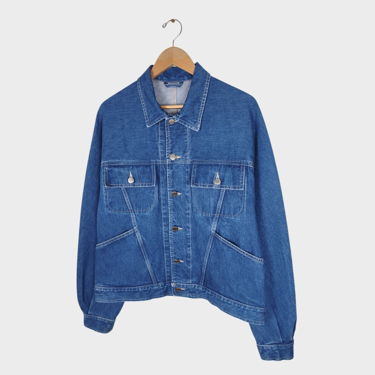 E.TAUTZ Men's Blue Made in England Cropped Core Denim Jacket