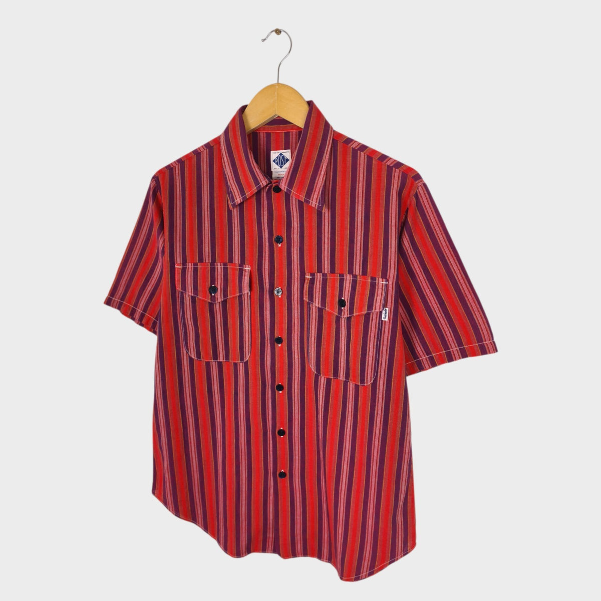 POST OVERALLS Men's Made in Japan Striped Short Sleeved Shirt