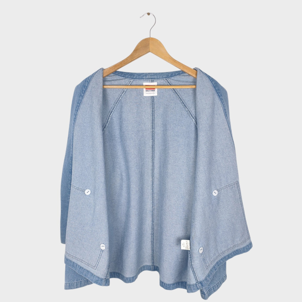 EDWIN Japan Men's Light Blue Denim V-Neck Cardigan Jacket