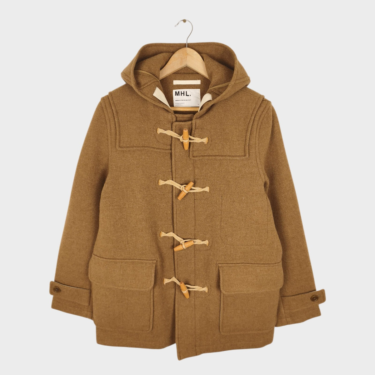 MHL MARGARET HOWELL Men's Brown Heavyweight 100% Wool Duffle Coat