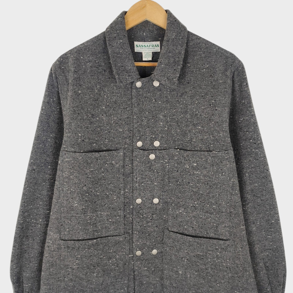 SASSAFRAS Men's Made in Japan Grey Wool Blend Leaf Blower Jacket