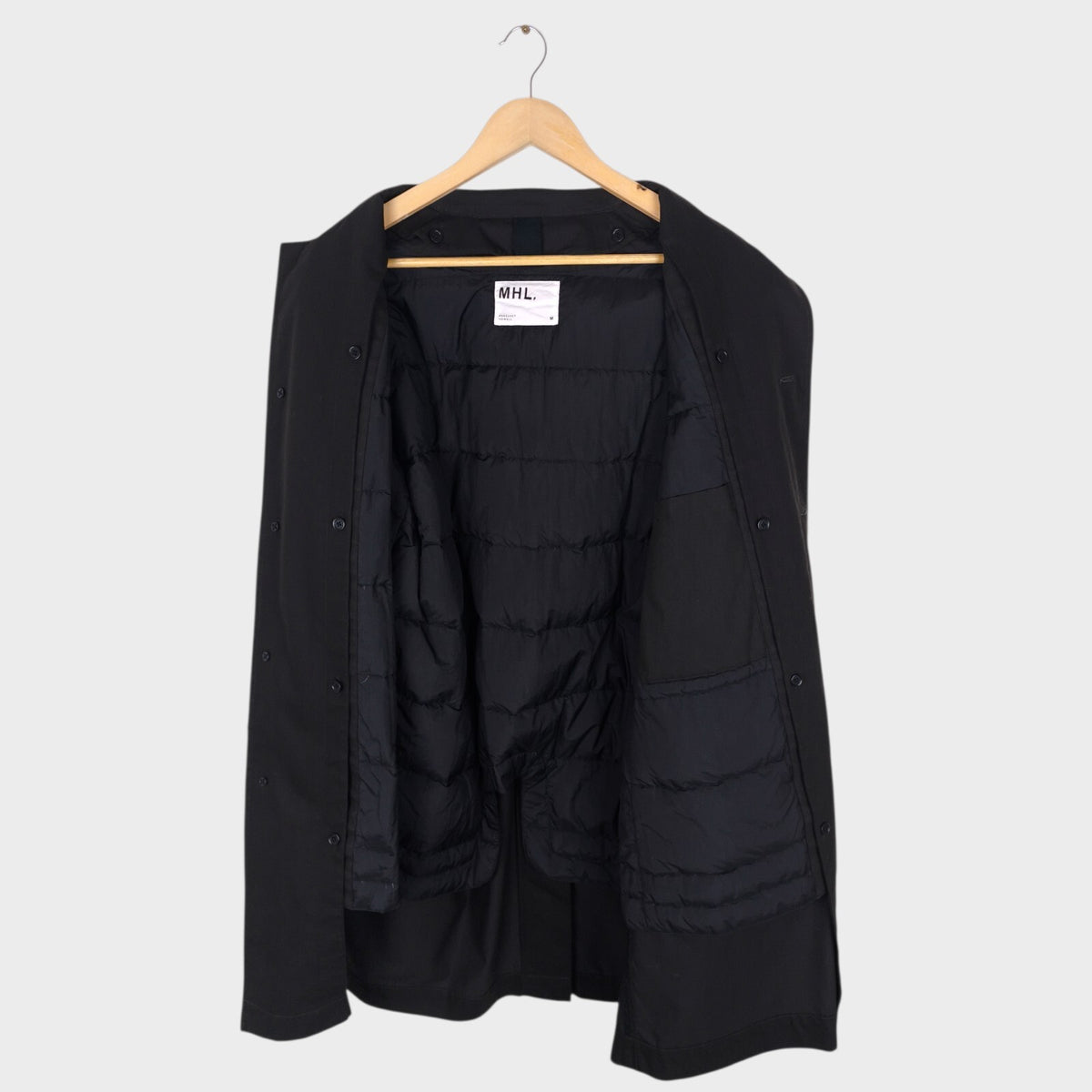 MHL MARGARET HOWELL Men's Black Detachable Down Liner Coat Jacket