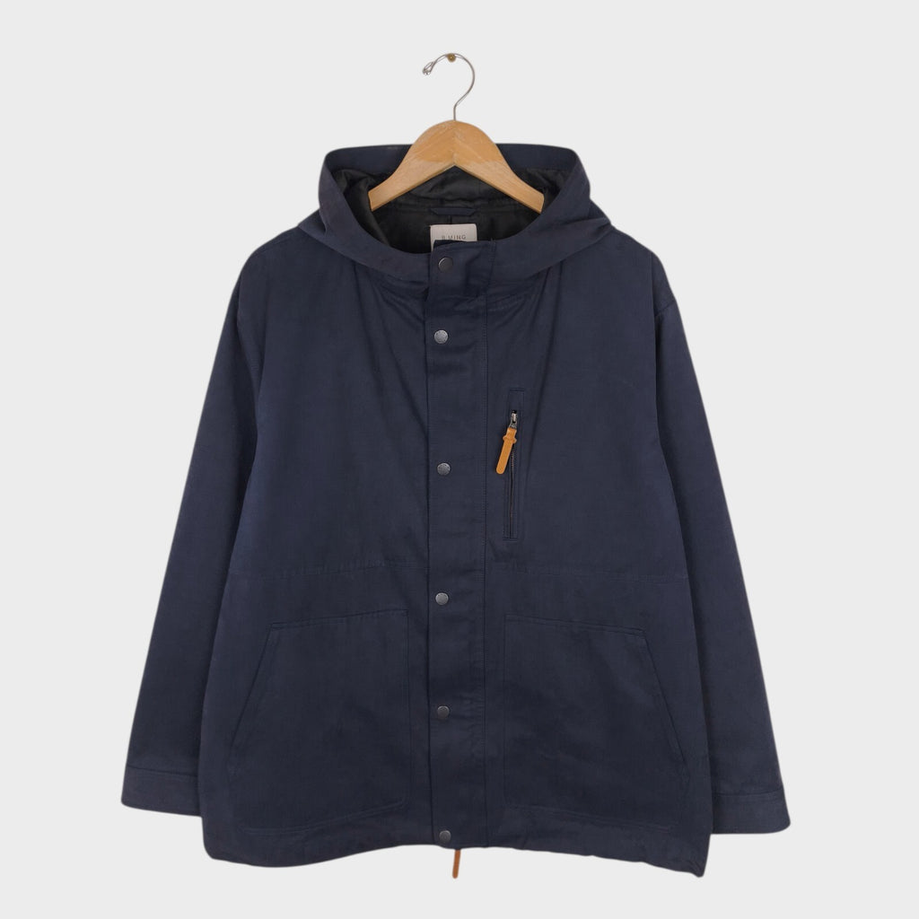BEAMS B:MING Men's Navy Blue Waterproof Mountain Parka Jacket