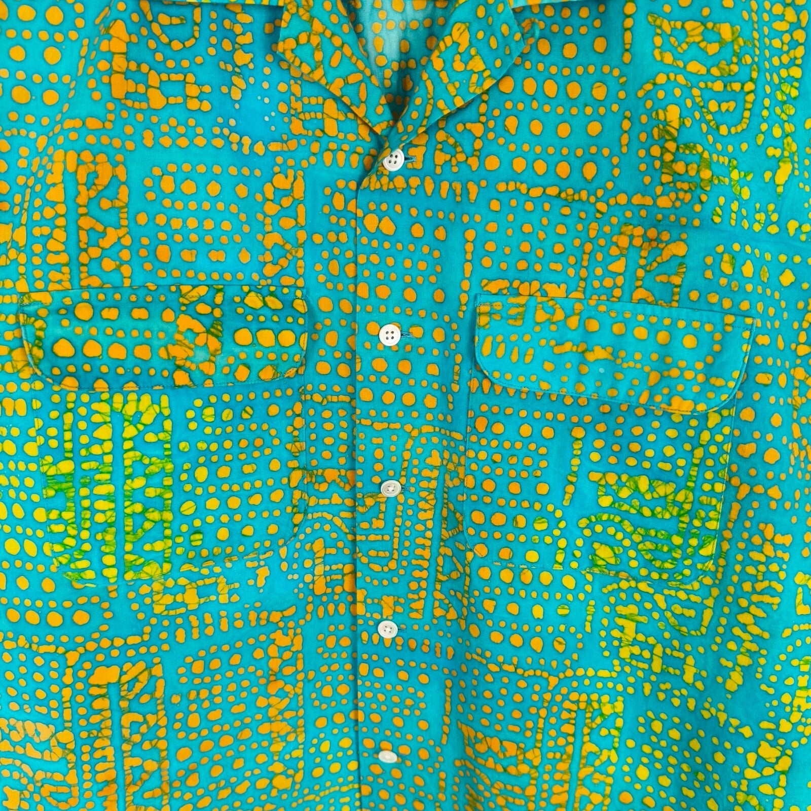 BEAMS PLUS Men's Made in Japan Batik Print Camp Collar Vacation Shirt