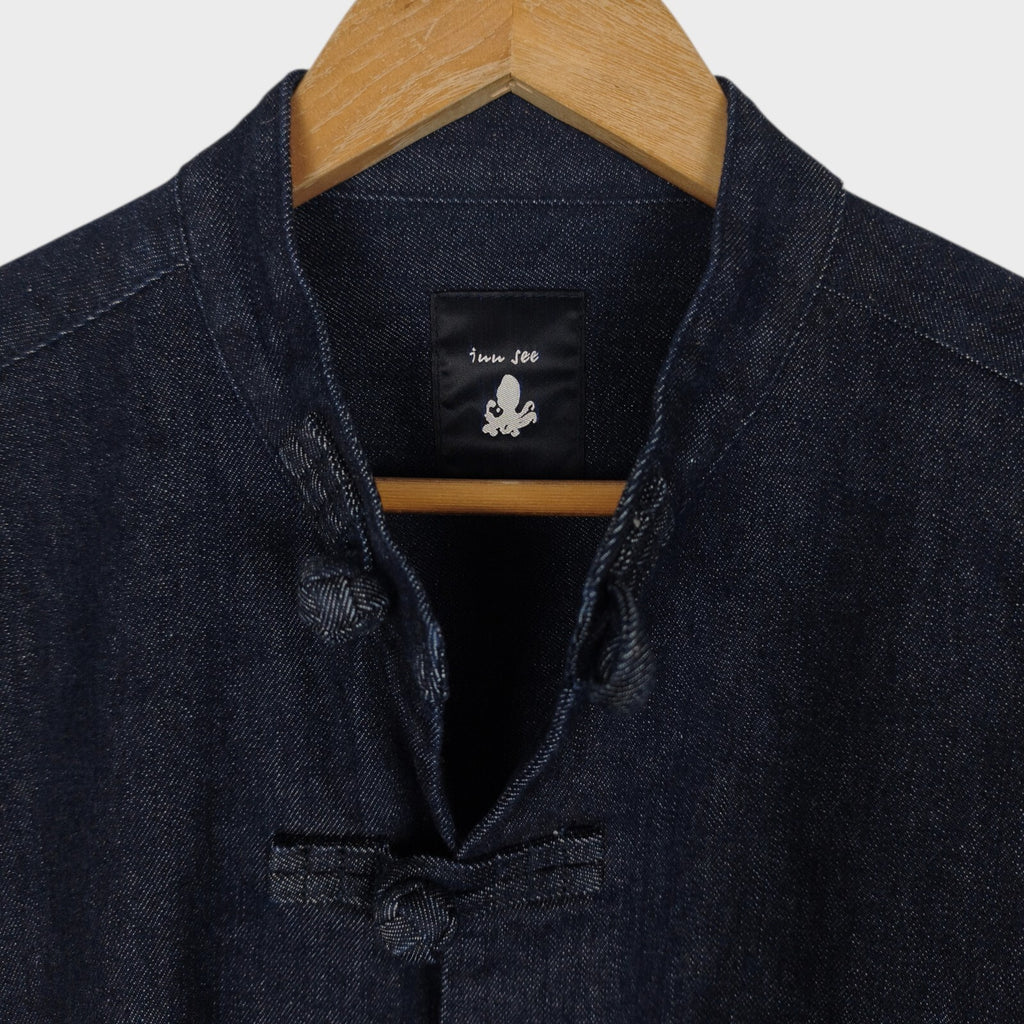 INN SEE Men's Made in Japan Heavyweight Denim Mandarin Collar Chinese Jacket
