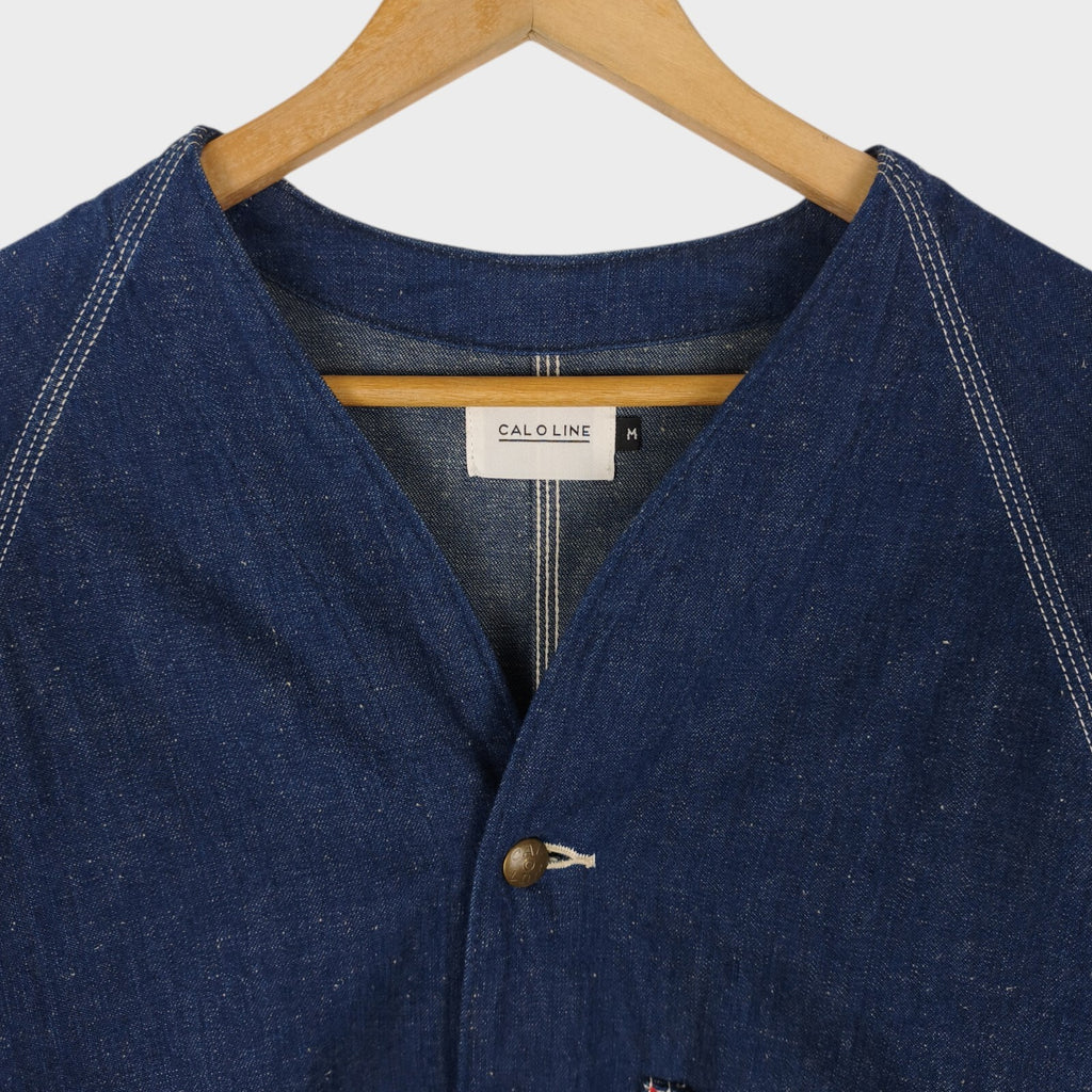 CAL O LINE Men's Made in Japan Blue Nep Denim V-Neck Chore Jacket
