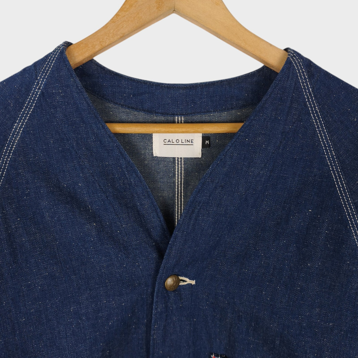CAL O LINE Men's Made in Japan Blue Nep Denim V-Neck Chore Jacket