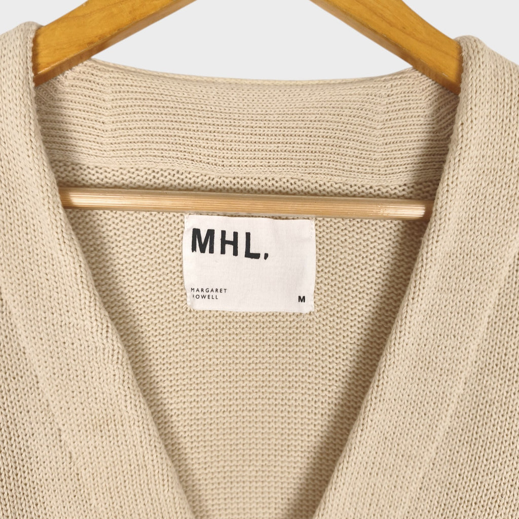 MHL MARGARET HOWELL Men's Cream 100% Cotton Knit Cardigan