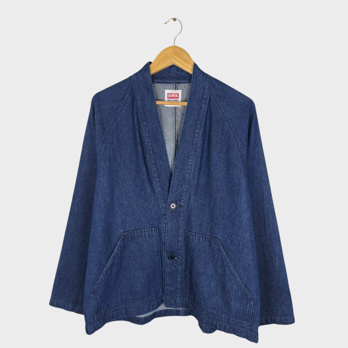EDWIN Japan Men's Blue Denim V-Neck Cardigan Jacket