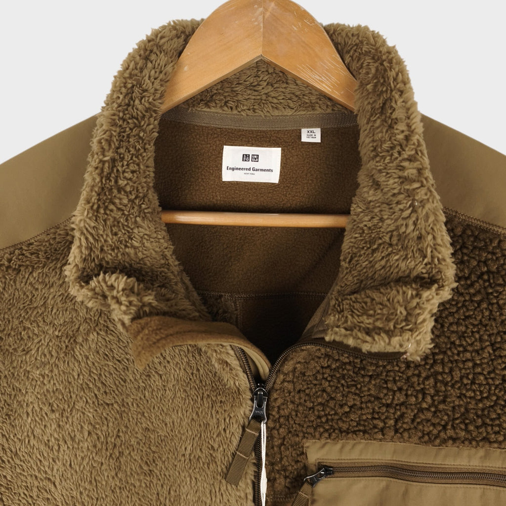ENGINEERED GARMENTS x UNIQLO Men's Brown Patchwork Fleece Zip Jacket