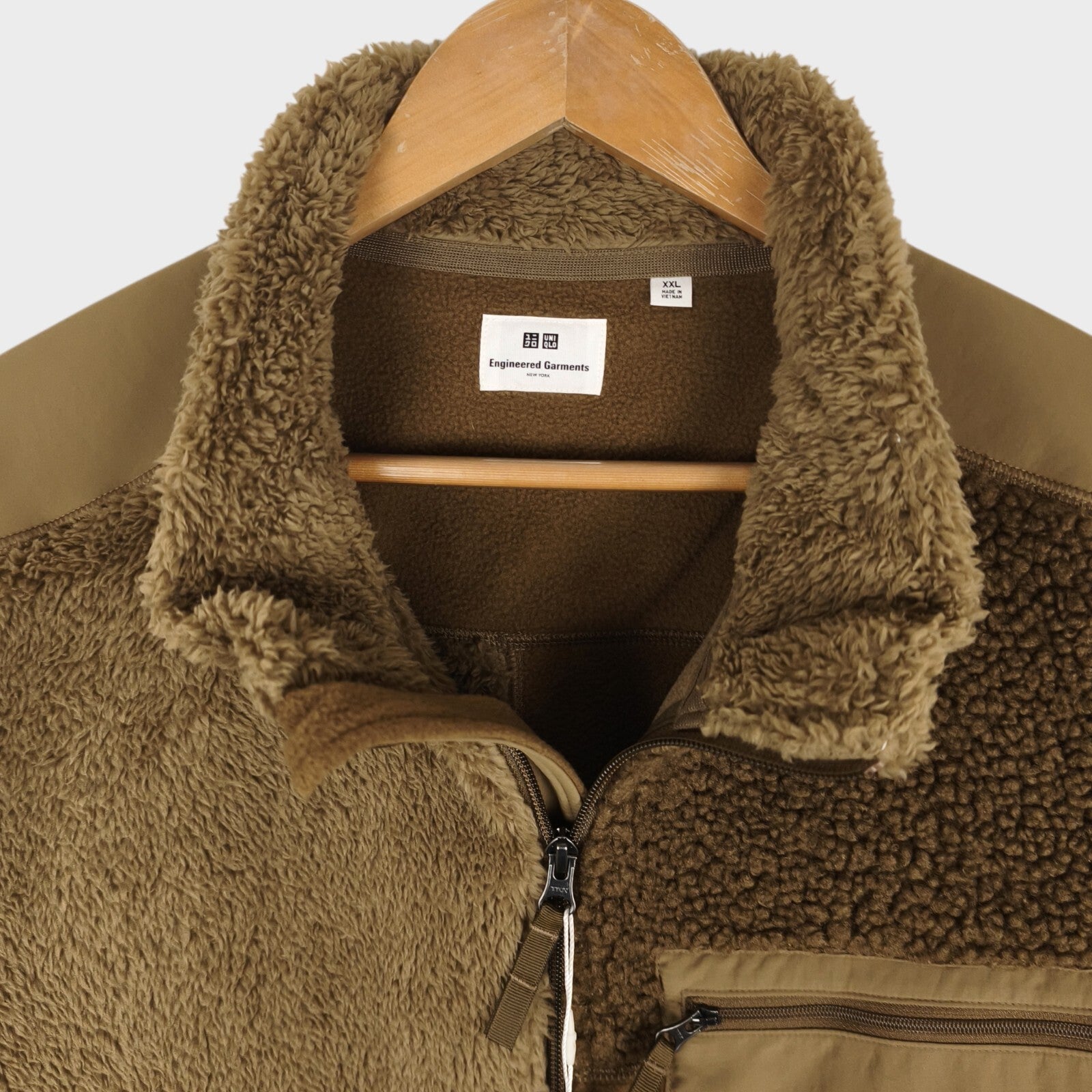 ENGINEERED GARMENTS x UNIQLO Men's Brown Patchwork Fleece Zip Jacket