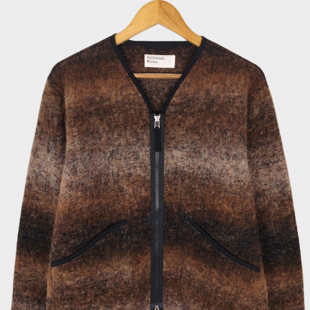 UNIVERSAL WORKS Men's Brown Ombre Wool Fleece Zip Liner Jacket