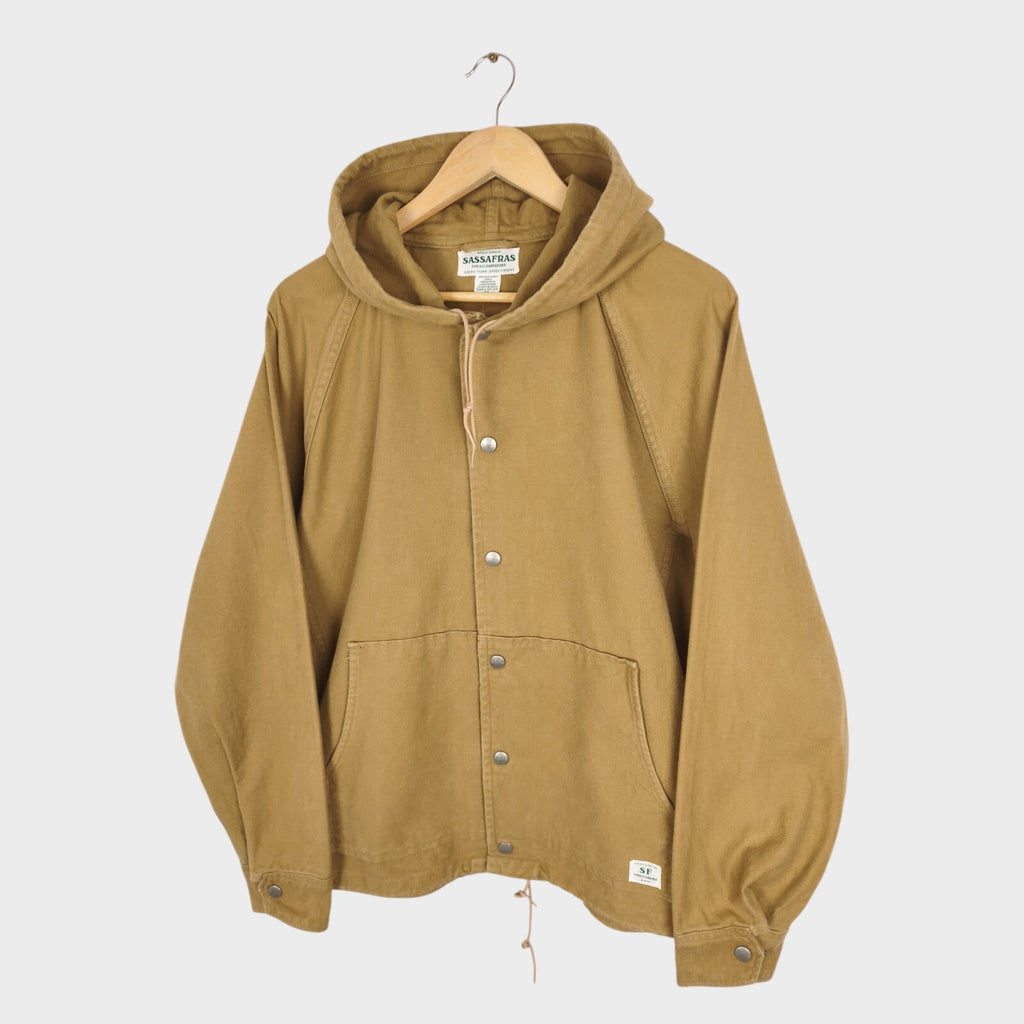 SASSAFRAS Men's Made in Japan Beige Canvas Cotton Bud Breaker Jacket