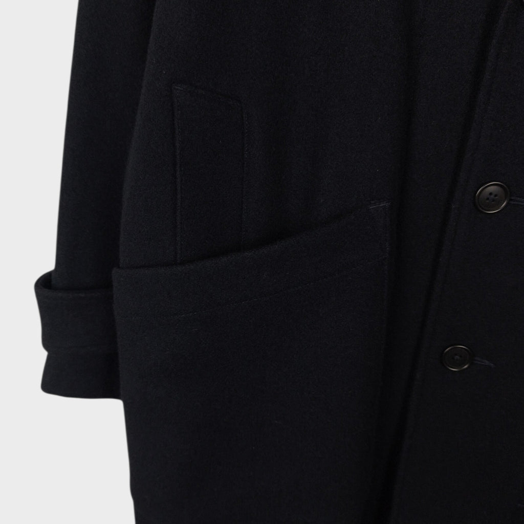 MHL MARGARET HOWELL Men's Black Heavyweight 100% Melton Wool Coat