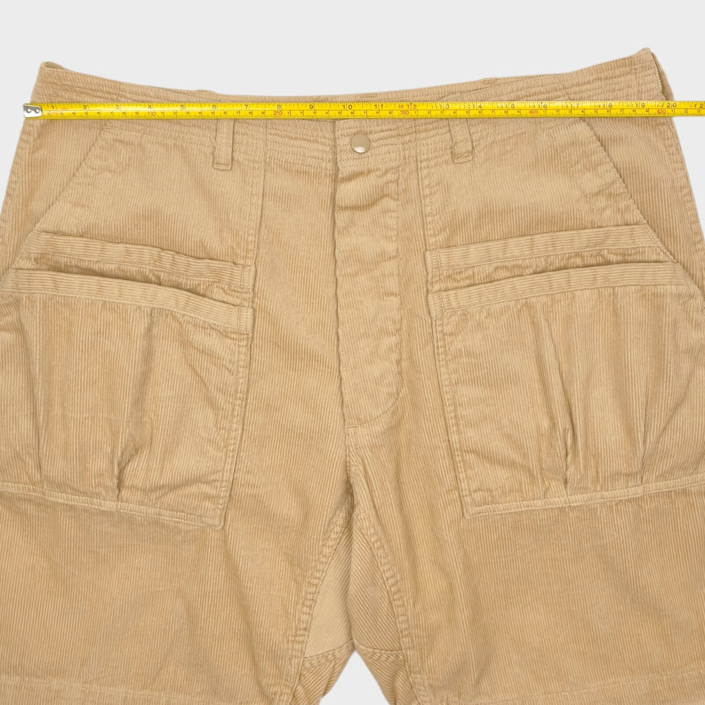 SASSAFRAS Men's Made in Japan Beige Overgrown Fatigue Corduroy Cargo Shorts