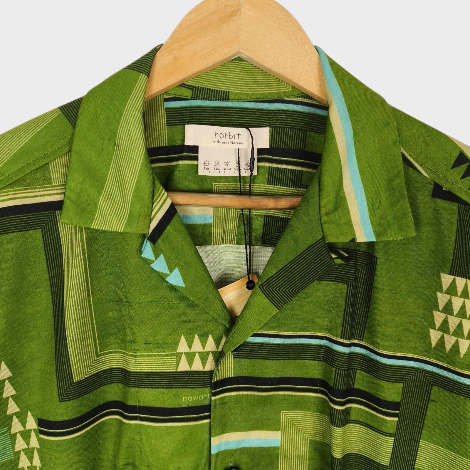NORBIT BY HIROSHI NOZAWA Men's Green All-Over Print Aloha Shirt