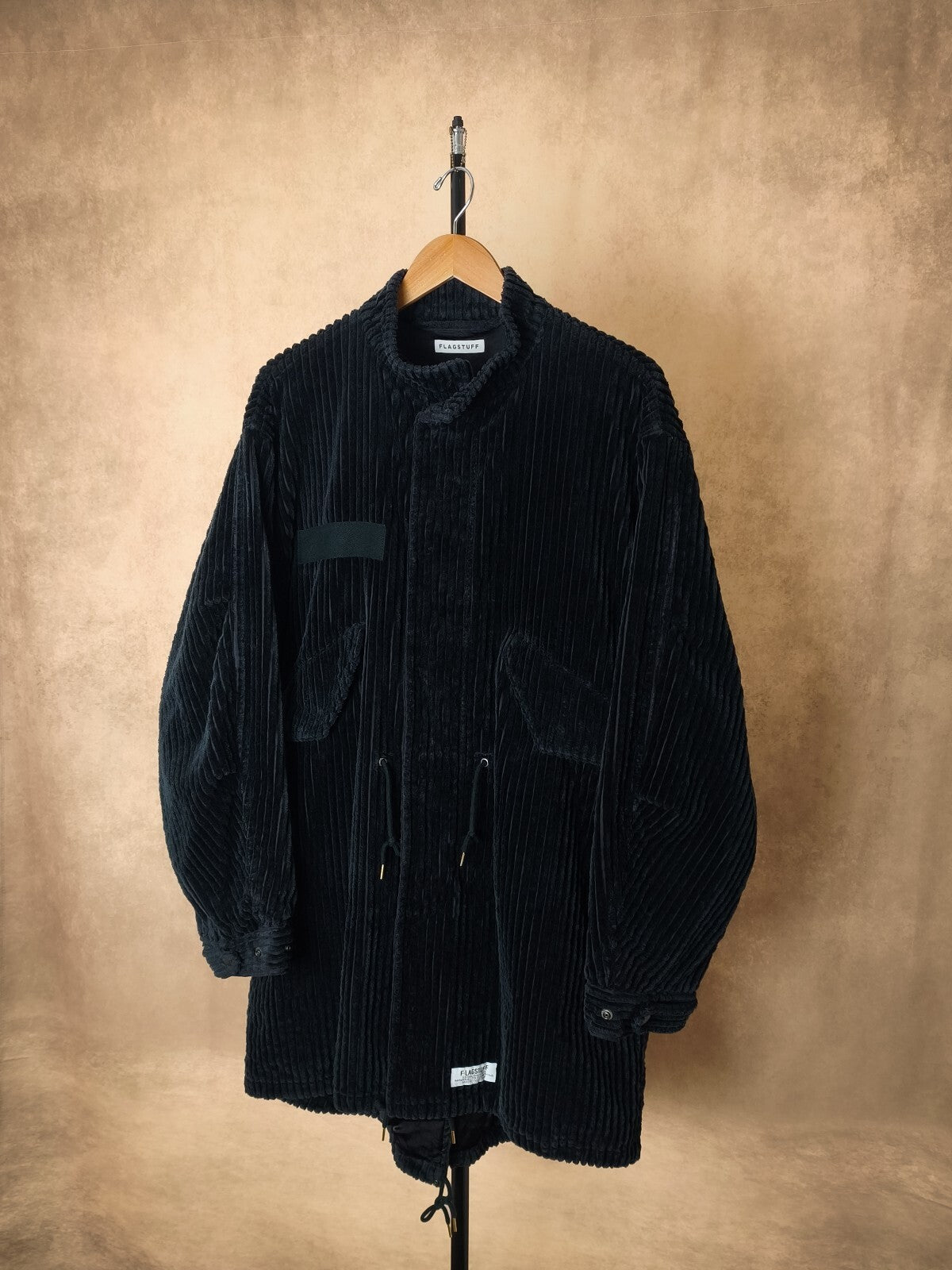 FLAGSTUFF Men's Made in Japan Black Corduroy Military Coat Jacket