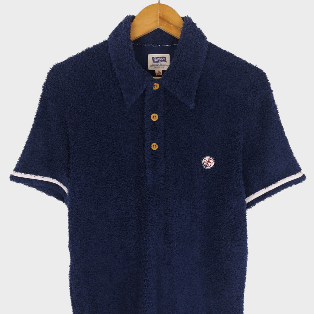 PHERROW'S Men's Navy Blue Made in Japan Towelling Polo Shirt