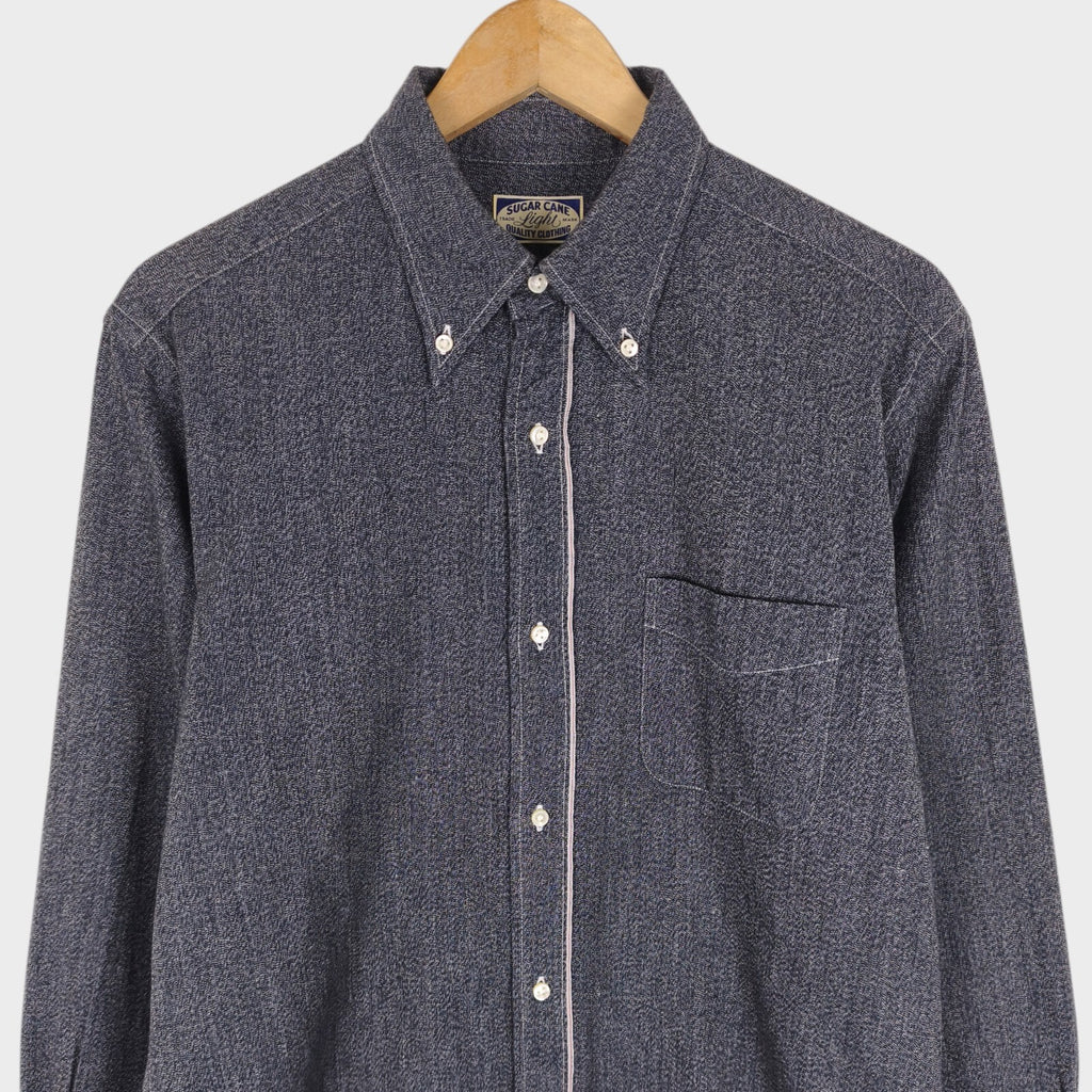 SUGAR CANE Men's Made in Japan Dark Blue Melange Work Shirt