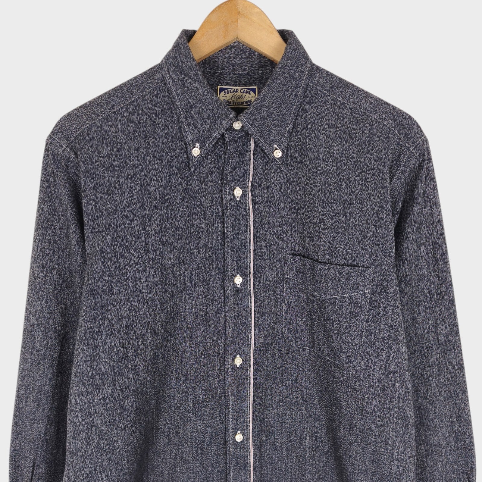 SUGAR CANE Men's Made in Japan Dark Blue Melange Work Shirt