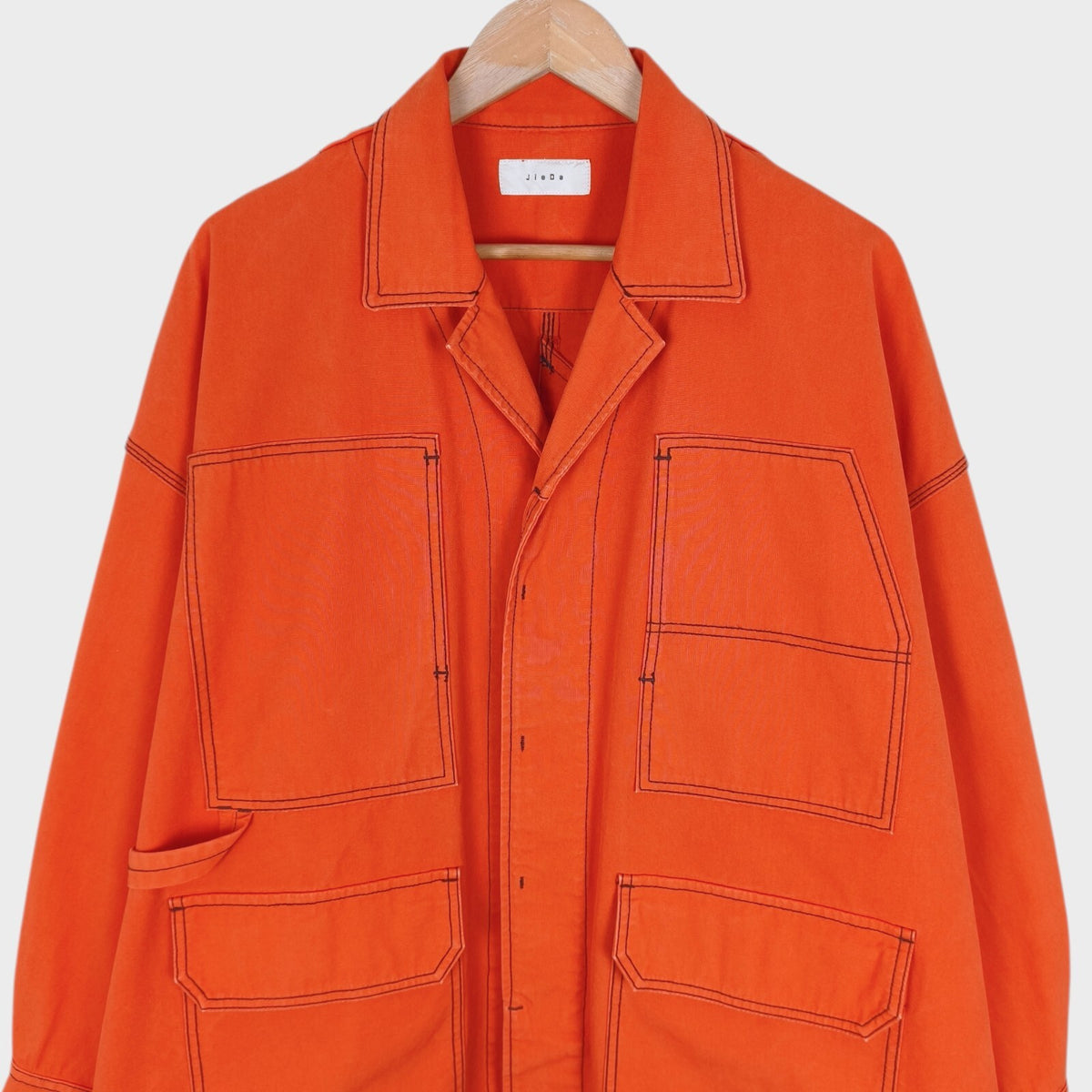 JIEDA Men's Made in Japan Orange Heavyweight Cotton Oversized Fit Chore Jacket
