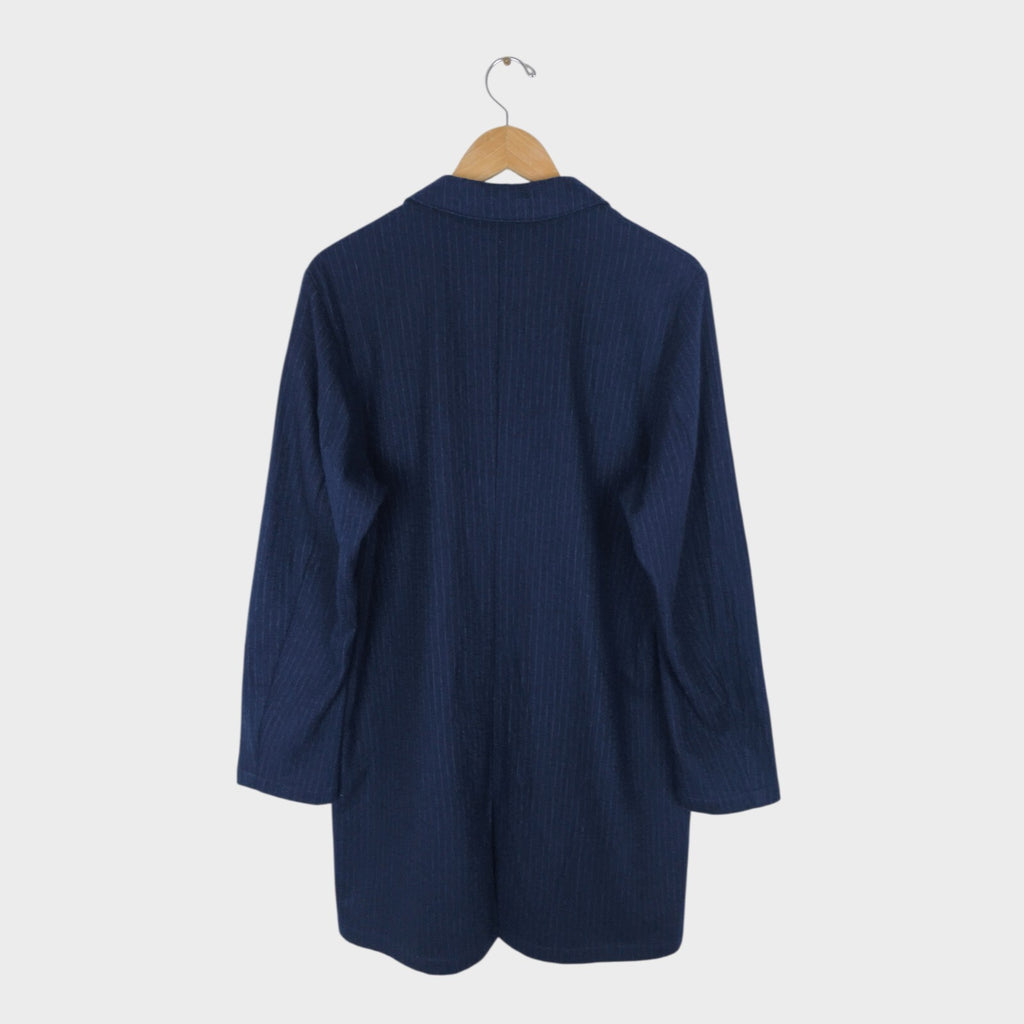 H.UNIT Men's Made in Japan Navy Blue Cotton/Wool Blend Pinstripe Chore Coat