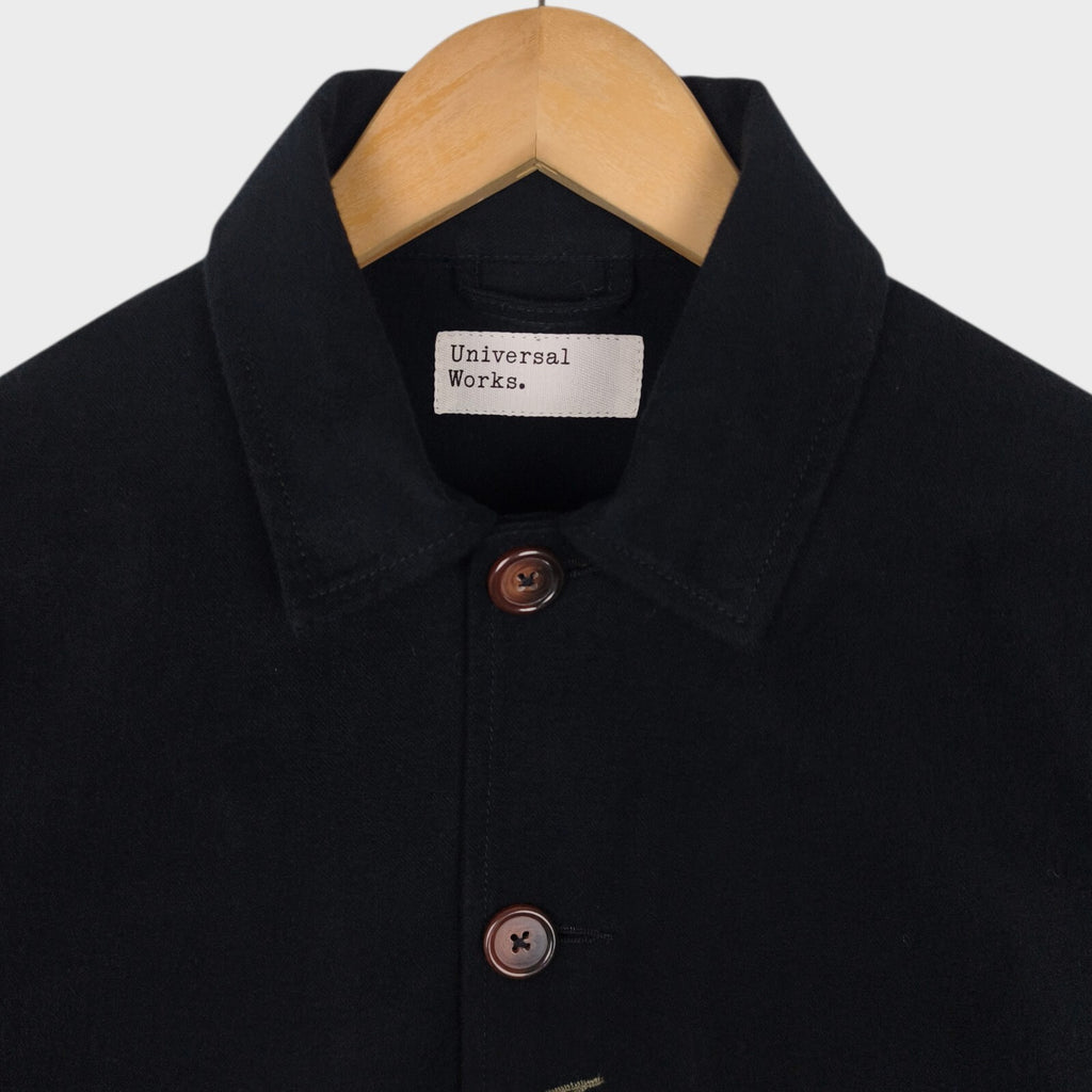 UNIVERSAL WORKS Men's Black Brushed Flannel Bakers Chore Jacket