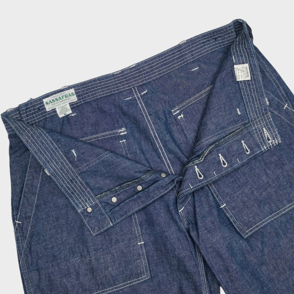 SASSAFRAS Men's Made in Japan Blue Chambray Feel Sun Cargo Shorts