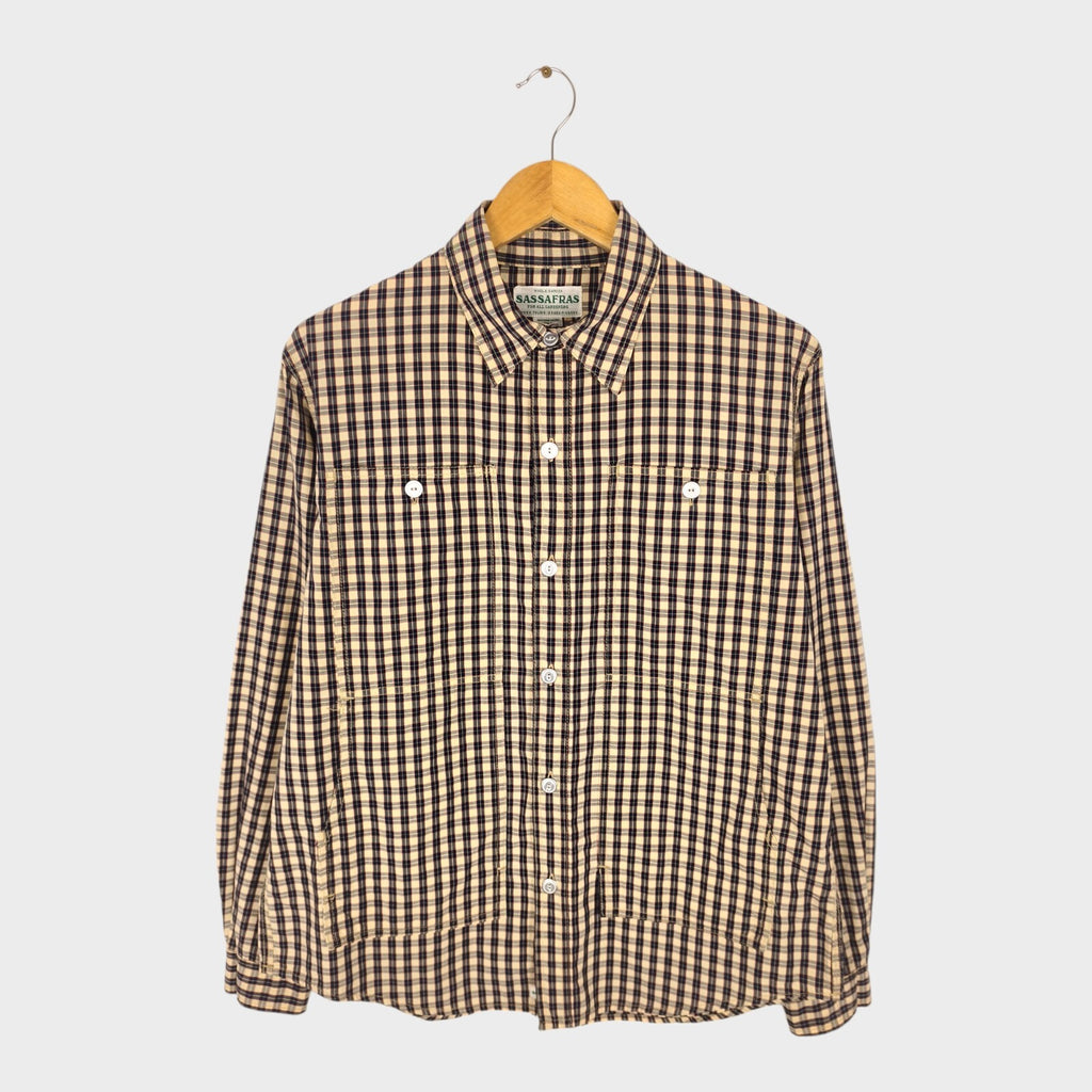 SASSAFRAS Men's Made in Japan Checked 4 Pocket Utility Shirt