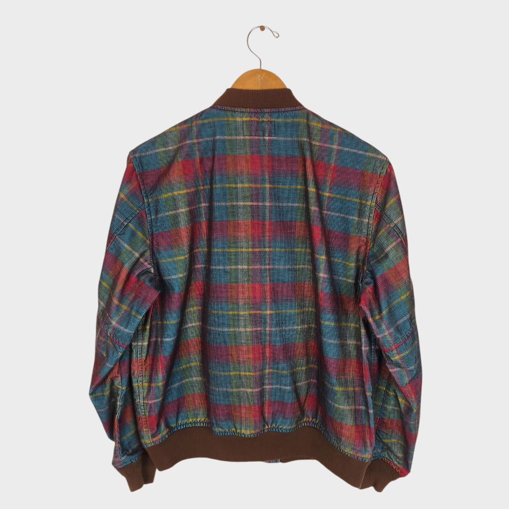 BEAMS PLUS Men's Multicoloured Checked Corduroy Bomber Jacket