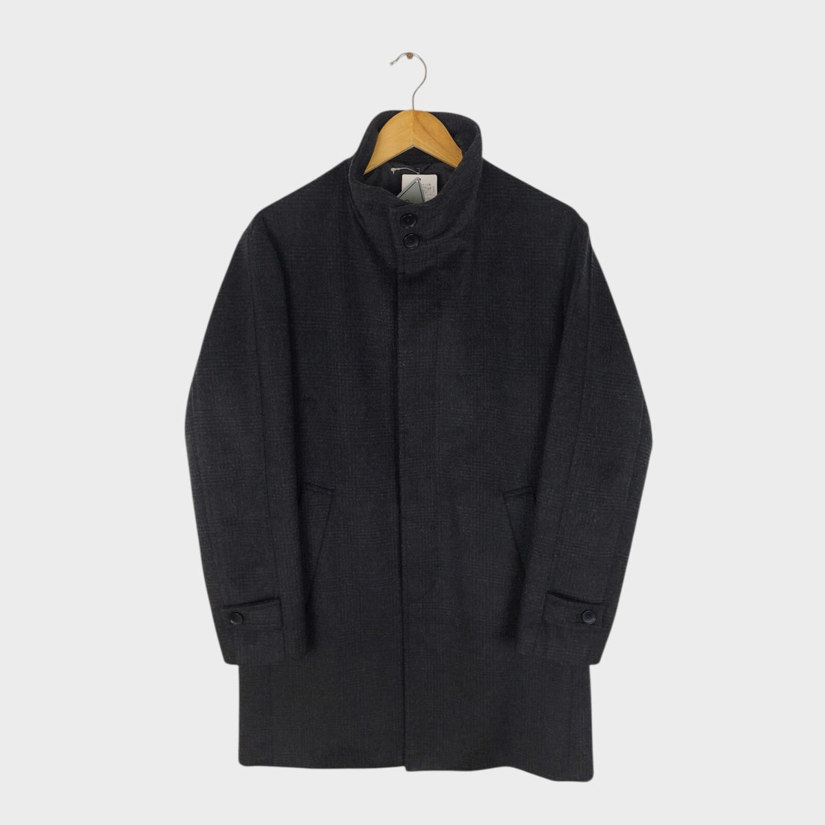 BEAMS B:MING Men's Windproof Stand Collar Tasmania Wool Blend Coat