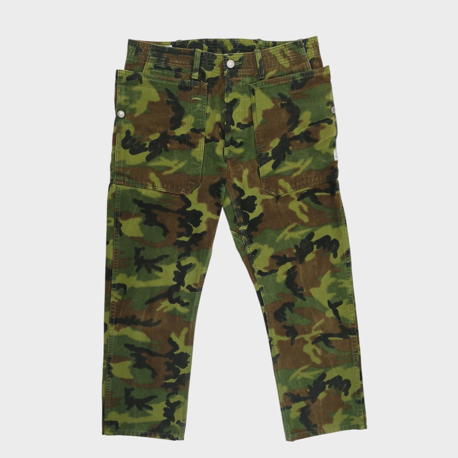 SASSAFRAS Men's Made in Japan Heavyweight Camo Fall Leaf Cargo Trousers
