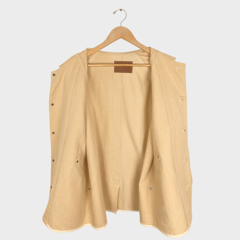 CHAIRMADE Men's Made in Japan Cream/Beige Heavyweight Cotton Chore Jacket