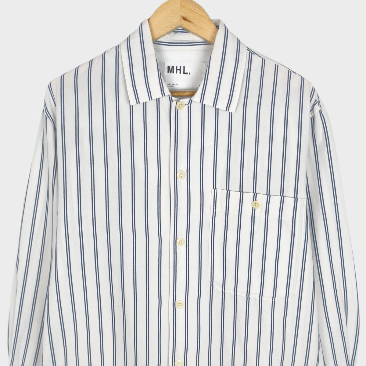 MHL MARGARET HOWELL Men's Striped Cotton Linen Shirt