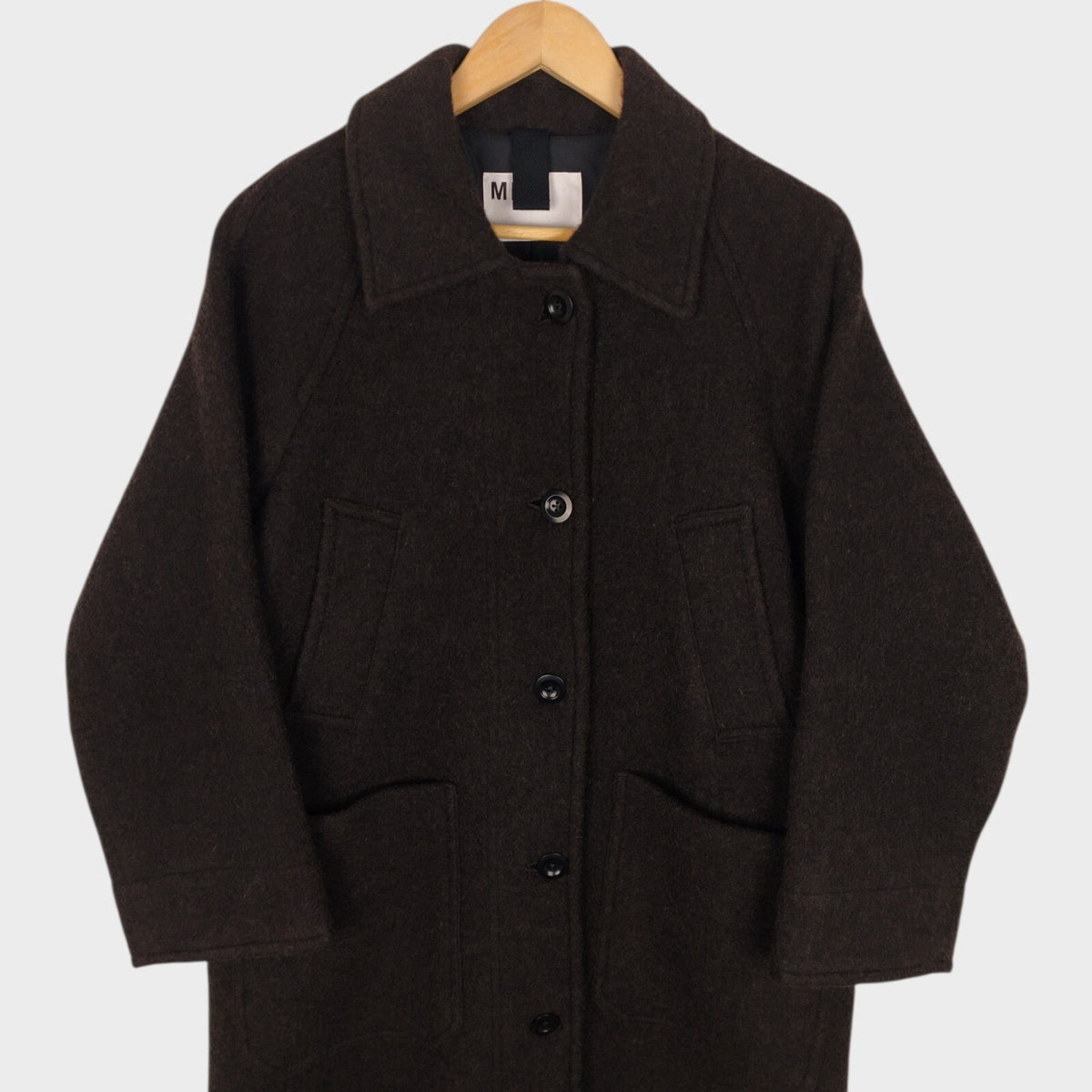 MHL MARGARET HOWELL Women's Dark Brown Heavyweight 100% Wool Coat