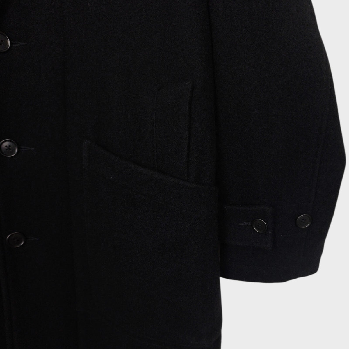 MHL MARGARET HOWELL Men's Black Heavyweight 100% Melton Wool Coat