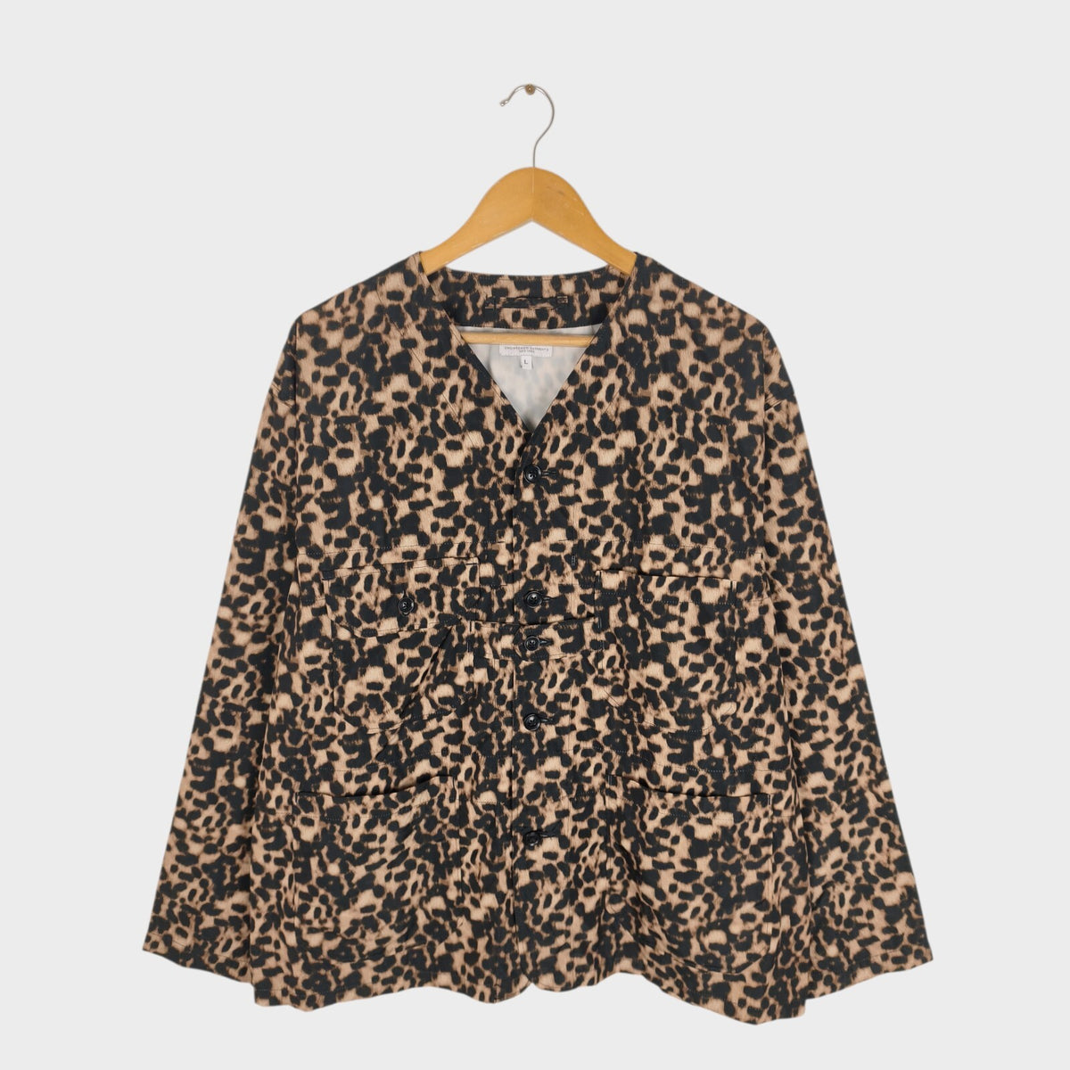 ENGINEERED GARMENTS Men's Made in USA Leopard Print Cardigan Jacket