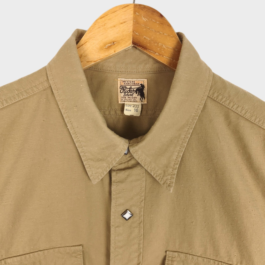 THE REAL MCCOY'S Men's Made in Japan Beige Nep Cotton Western Shirt