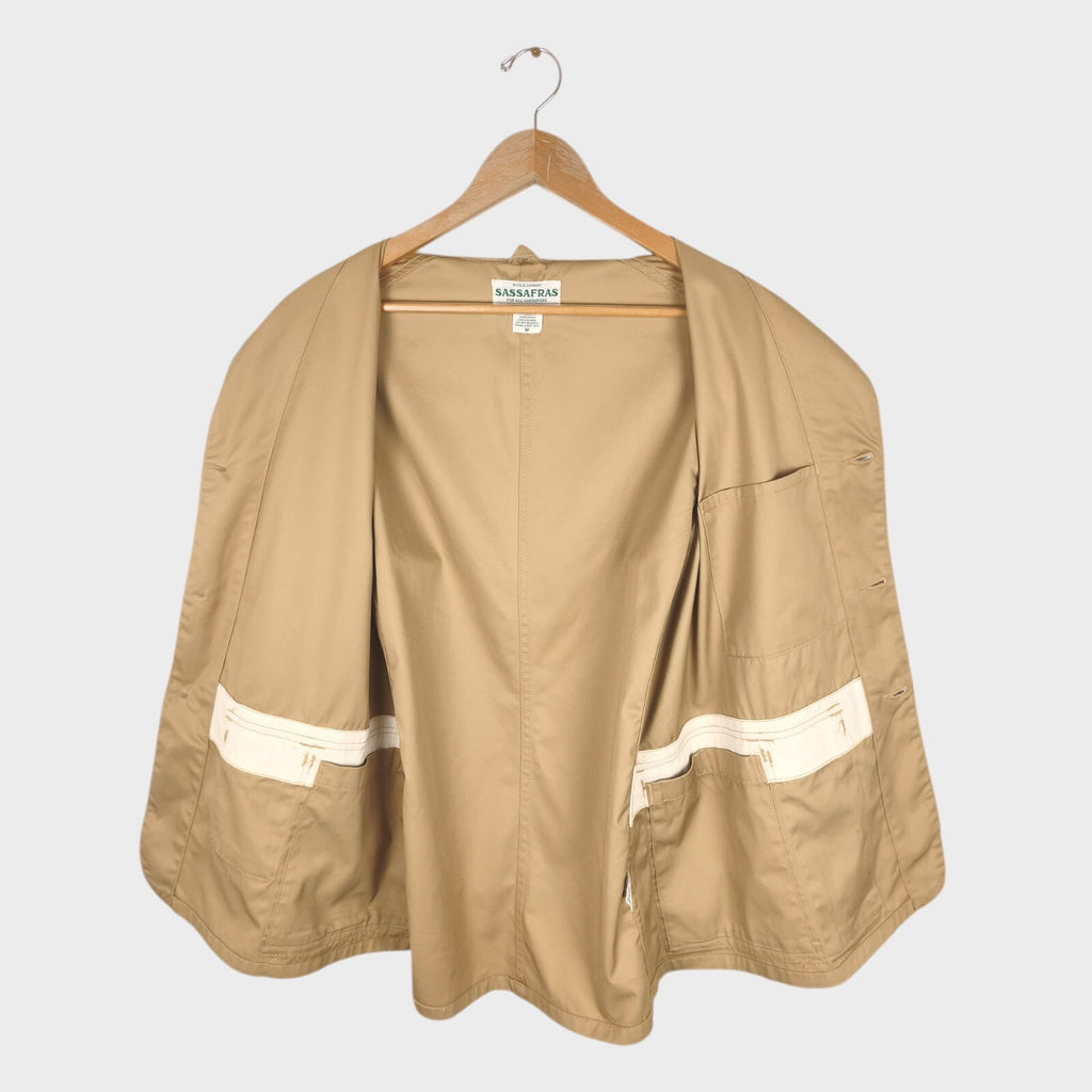 SASSAFRAS Men's Made in Japan Beige Cotton G.D.U. Leaf Jacket