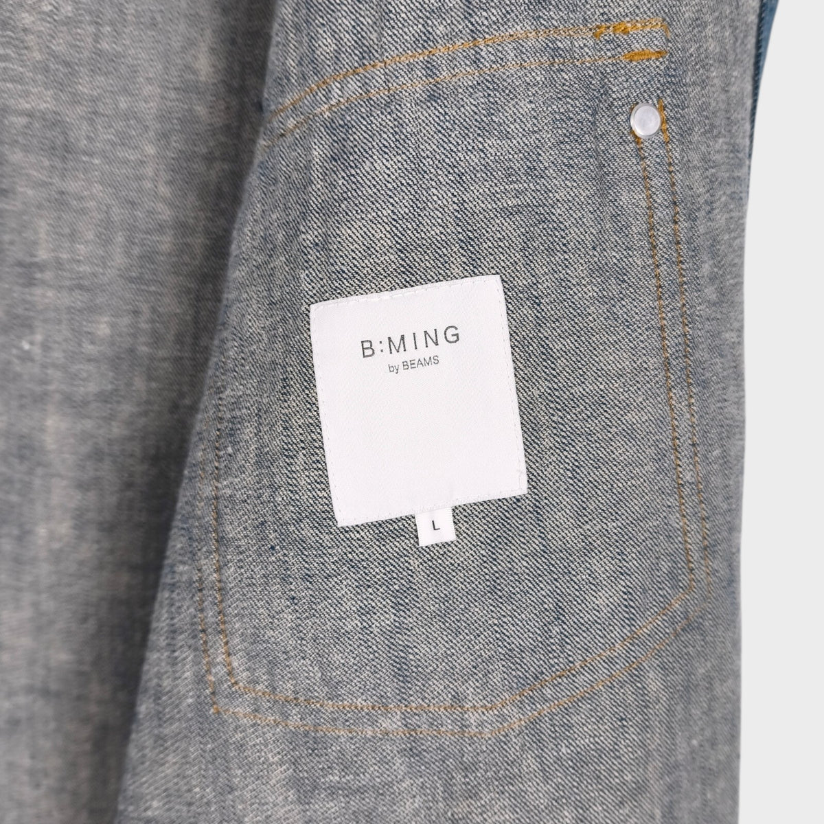 BEAMS B:MING Men's Blue Cotton/Hemp Boxy Fit Denim Trucker Jacket