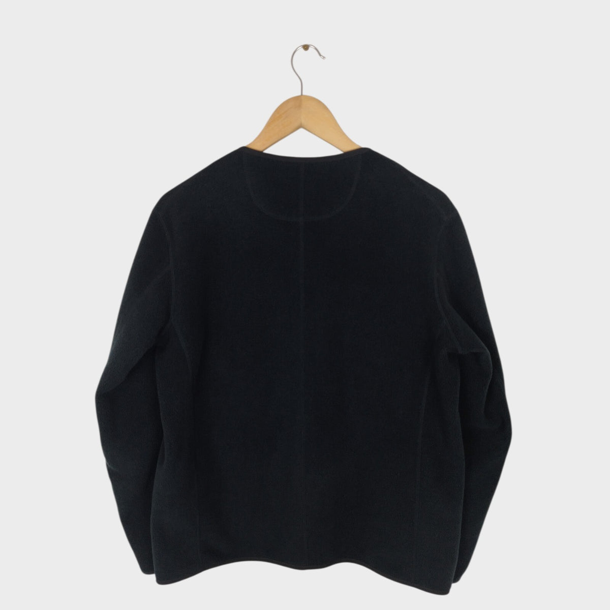 DANTON Men's Black Made in Japan Collarless Fleece Jacket