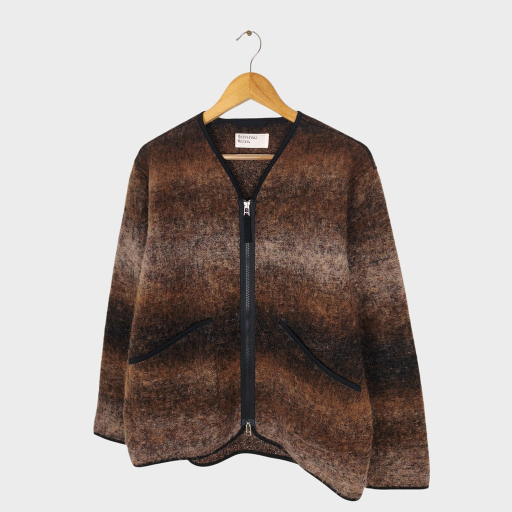 UNIVERSAL WORKS Men's Brown Ombre Wool Fleece Zip Liner Jacket