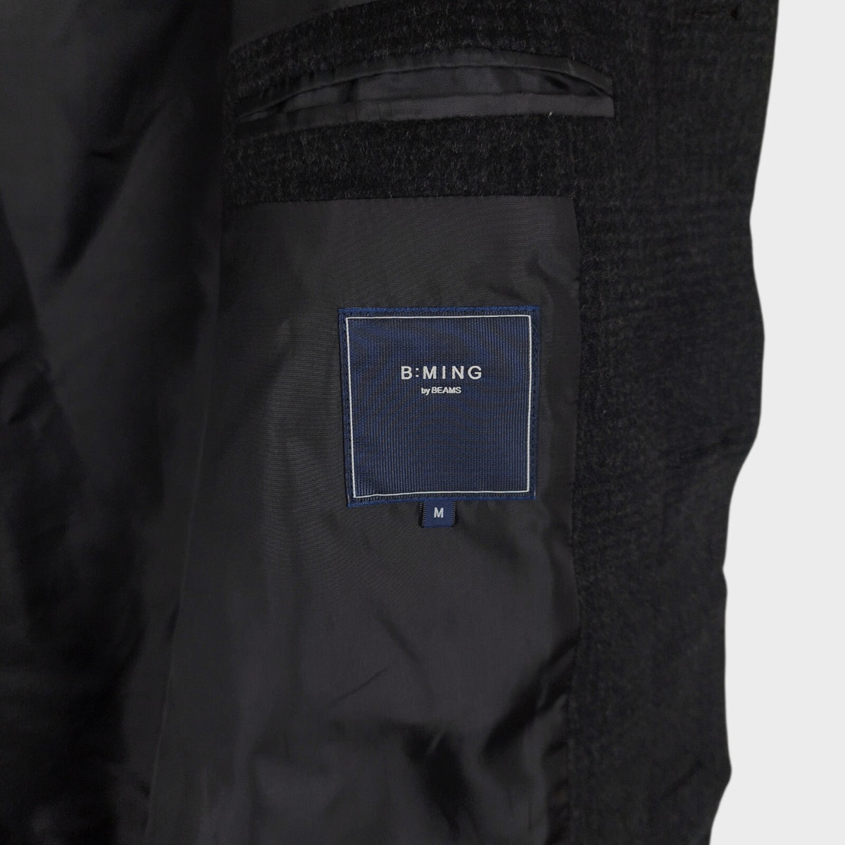 BEAMS B:MING Men's Windproof Stand Collar Tasmania Wool Blend Coat